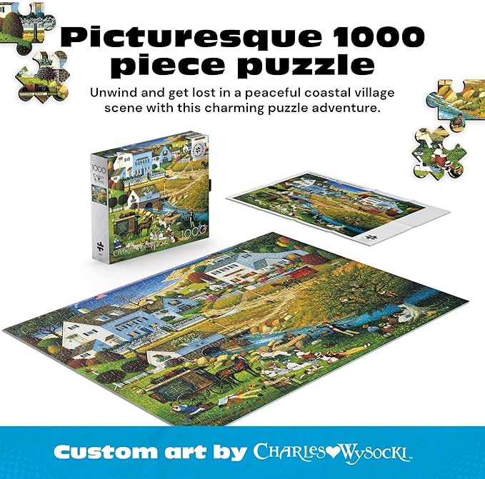 Buffalo Games - 1000 Piece Jigsaw Puzzle Charles Wysocki Hound of The Baskervilles, Made in USA, Premium Recycled Board, Reference Diagram