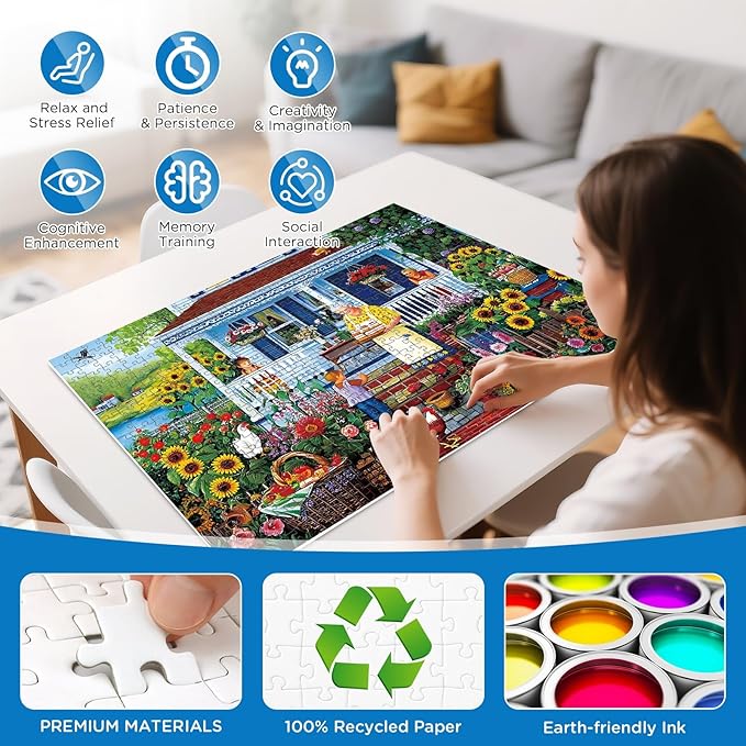 500 Pieces Garden Puzzle for Adults, Memaw's Helpers Jigsaw Puzzle, Beautiful Landscapes Puzzle for Adults Teens Seniors, Recycled Cardboard Puzzle with Letters on Back, Fun Family Game Birthday Gift