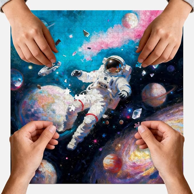 Puzzles for Adults 1024 Pieces Space Astronaut Galaxy Scene Jigsaw, with Letter Markings, HD Poster, No Dust, Jigsaw Puzzles Impossible Puzzle Family Decoration Giftfor Space Lovers