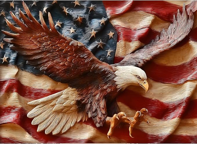 Puzzles for Adults 500 Pieces, Eagles Jigsaw Puzzles - Wings of Liberty, Impossible American Flag Puzzles for Seniors Family, 20.47x14.96 inches, 1:1 Poster, Letter on the Back