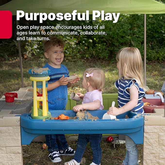 Step2 All Around Playtime Patio with Canopy Playset – Shaded Outdoor Playhouse for Kids with Realistic, Interactive Features, Room for Multiple Toddlers to Play – Dimensions: 60" H x 47.5" W x 47.5" D