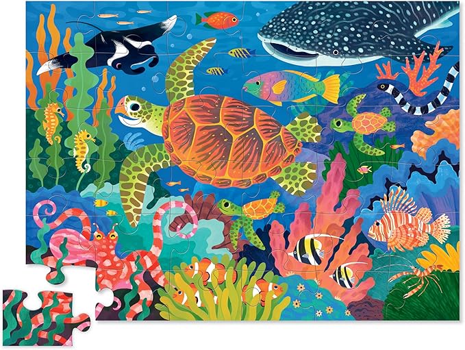 Crocodile Creek Jigsaw Puzzle, 36 Piece for Kids 3 Years and Up, Heavy-Duty Shaped Box for Storage, Finished Puzzle Size 18 x 24 inches, Sea Turtle