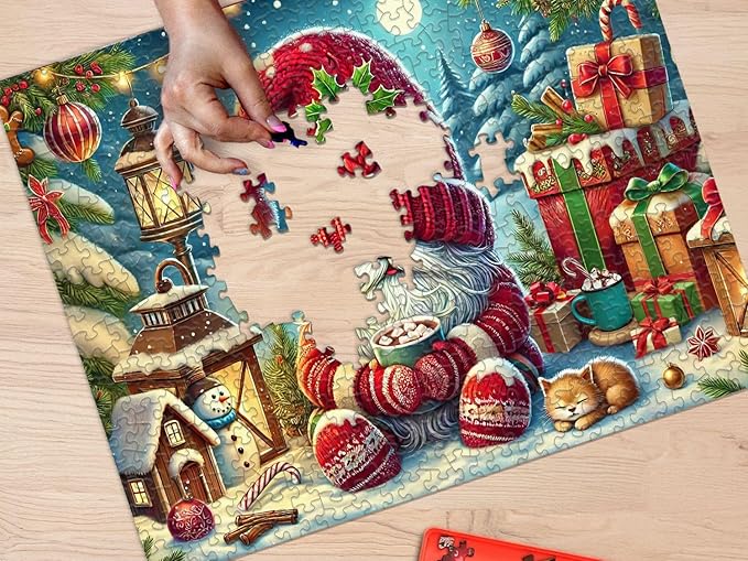 Springbok Hot Cocoa Season 500 Piece Jigsaw Puzzle for Adults - Christmas Gnome - Unique Cut Pieces - Made in USA