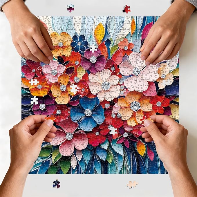Puzzle for Adults 1024 Pieces, 3D Paper-Fold Crystal Flower Bouquet Jigsaw Puzzle, Challening Impossible Difficult Hard Fun 1024 Pieces Jigsaw Puzzles for Adults