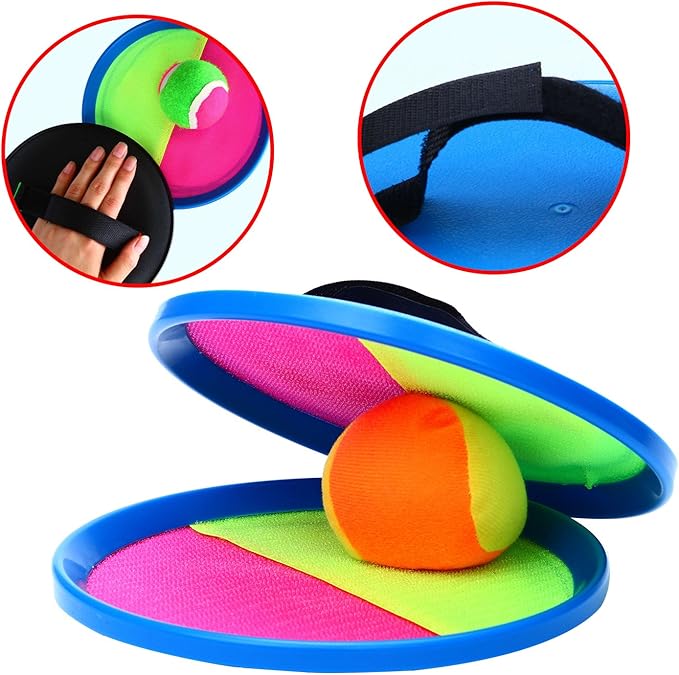 Aneco Paddle Catch Ball and Toss Game Set Disc Toss and Catch Paddle Game with 1 Storage Bag, 4 Paddles and 6 Balls (2 Big Balls and 4 Small Balls)