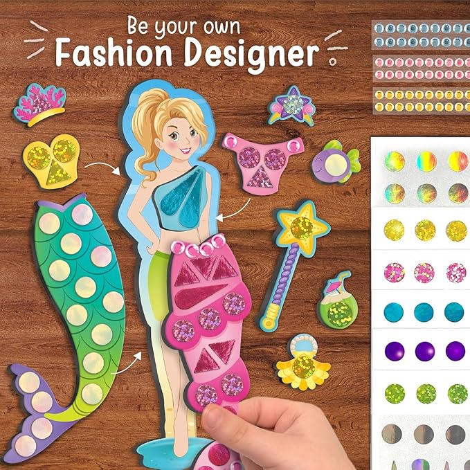 Imagimake DIY Magnetic Dress-Up Mermaid | 30 Magnetic Dresses & Accessories |Mix & Match Pretend Play Magnetic Toys for Girls | Easter Basket Stuffers | 3,4,5,6 & 7 Year Old Girl Birthday Gifts