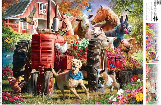 Buffalo Games - Larry Jones - Fun Times at The Farm - 1000 Piece Jigsaw Puzzle for Adults -Challenging Puzzle Perfect for Game Nights - Finished Size is 26.75 x 19.75