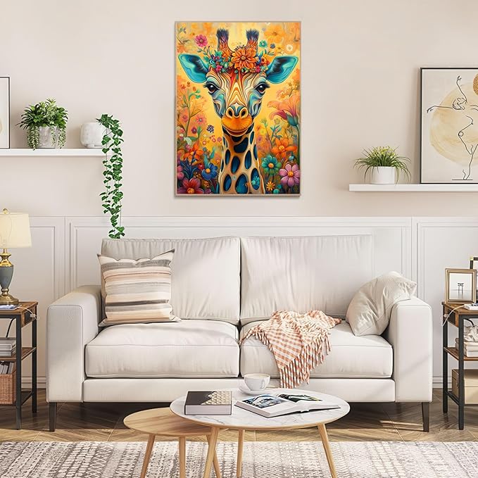 1000 Piece Jigsaw Puzzle for Adults, Vibrant Giraffe Animal Pattern, Back with Letters, Ideal for Home Decor & Puzzle Lover Gifts