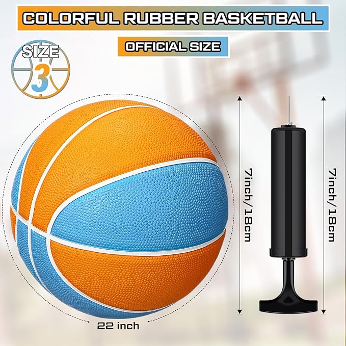 Wettarn 12 PCS Mini Basketball Size 3 Colorful 7 Inch Rubber Basketball Bulk with Pump for Mini Hoop Swimming Pool Indoor Outdoor Practice Game Holiday Party Kid Adult Back to School