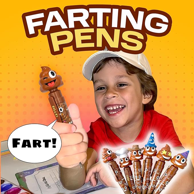 Farting Poop Pen with 7 Funny Fart Sounds - Easter Basket Stuffers for Teens & Kids, Silly Novelty Gag Gift for Boys & Girls, Easter Toys Essentials, Great for Birthdays, Funny Gift (Winky Eyes)