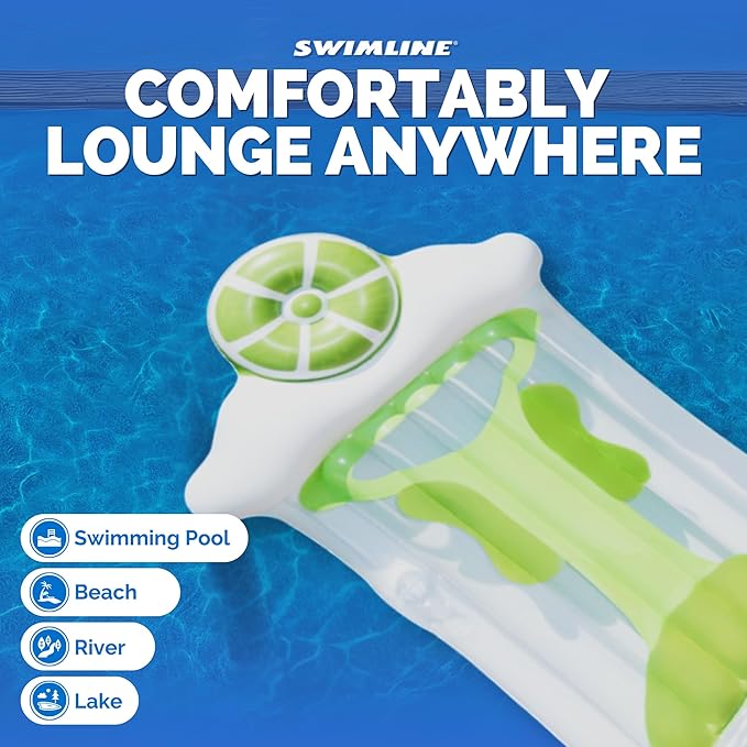 SWIMLINE Inflatable Swimming Pool Float Lounger Raft Mattress, Fun Mat, Margarita, Green