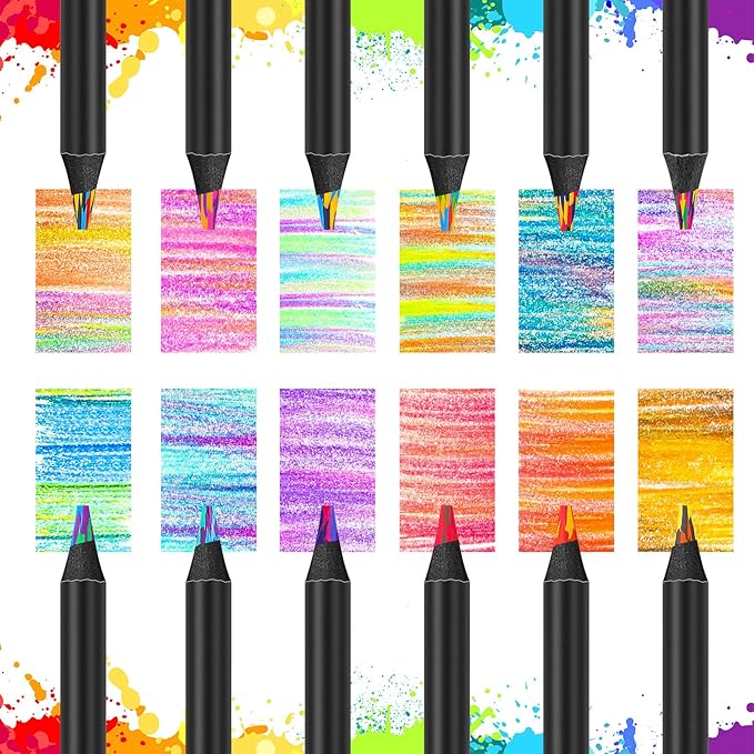 Hapikalor Easter Basket Stuffers for Teens, Art Supplies, 12 Rainbow Colored Pencils, Easter Gifts for Kids, Teen Girl Gifts Trendy Stuff, Birthday Party Favors Arts and Crafts 5-12 Year Old