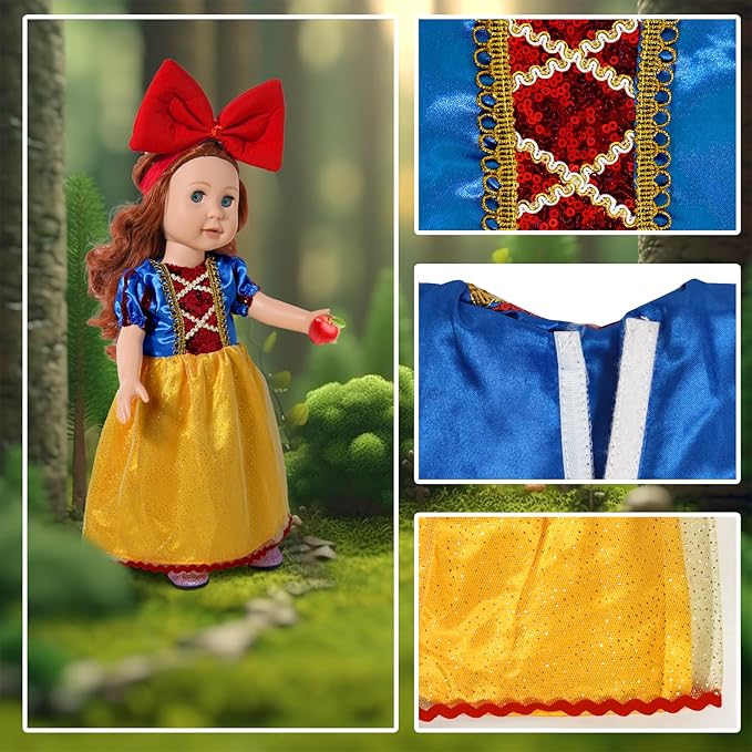 WONDOLL 18 inch Doll Clothes and Accessories, Pricess Costumes Dress, 6 Pieces, 18 inch