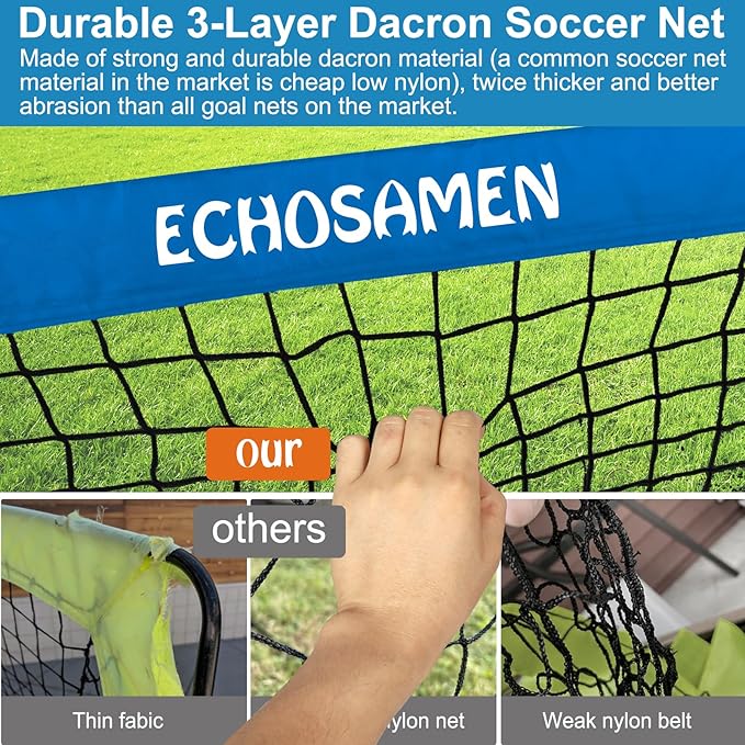 Kids Soccer Goals for Backyard, 2 of 6 x 4 ft Kids Soccer Goal Set Soccer Net with 10 Soccer Cones, Agility Ladder & Carry Bag, Portable Soccer Training Equipment.