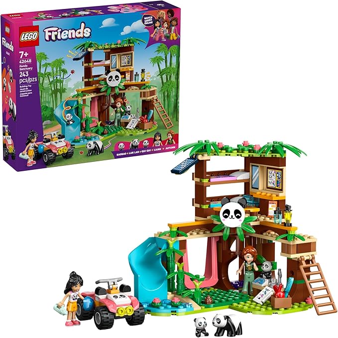 LEGO Friends Panda Sanctuary Animal Care Building Toy - Playset for Girls & Boys, Ages 7+ - Gift Idea for Birthdays - W/ 2 Minifigures & Panda Toys - 42648
