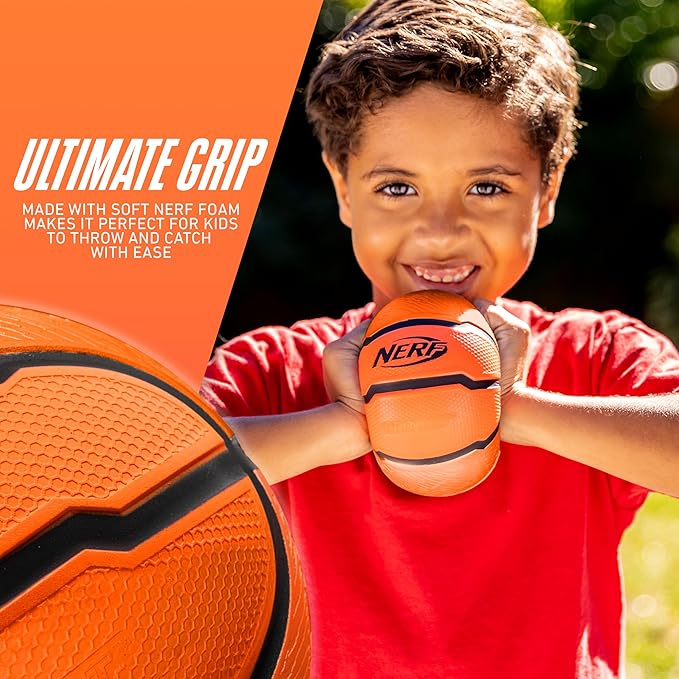 Nerf Mini Foam Basketballs - Indoor + Outdoor Foam Balls - 5" Inch Basketballs for Mini + Over the Door Hoops - 2 Balls Included - Orange