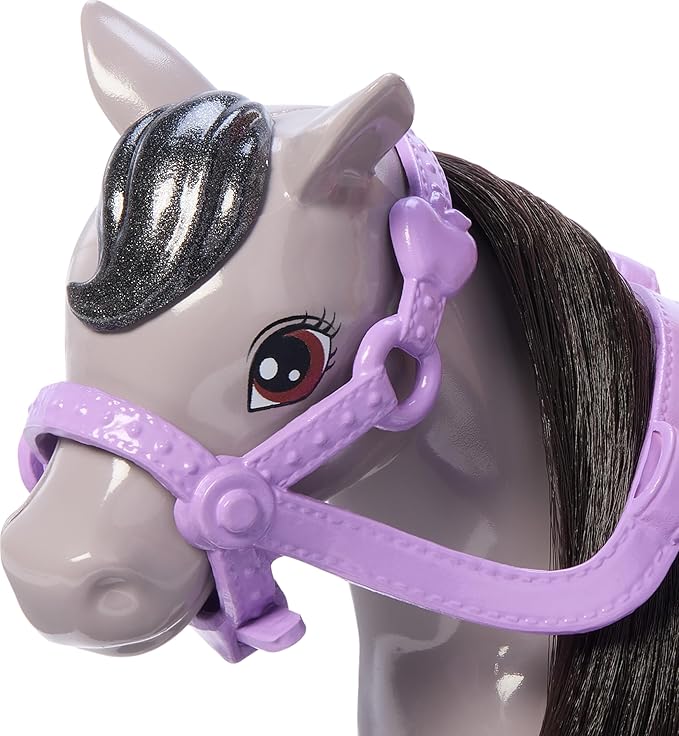 Barbie Chelsea Doll & Toy Horse Set, Includes Helmet Accessory & Saddle, Small Doll Bends at Knees to “Ride” Gray Pony