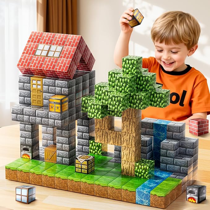 Magnetic Blocks Toys for Kids, 200PCS Magnetic Building Blocks, STEM Montessori Sensory Stacking Toy for Boys Girls Age 3 4 5 6 7 8 9 10, Christmas Birthday Gifts for Boys and Girls Age 3+