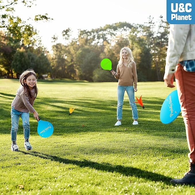 Beach Paddle Ball Set, Badminton Rackets, Family Game for Kids and Adults, Indoor Outdoor Game Backyard Park Camping Yard for Boys Girls Ages 3+, Beach Necessities Must Have