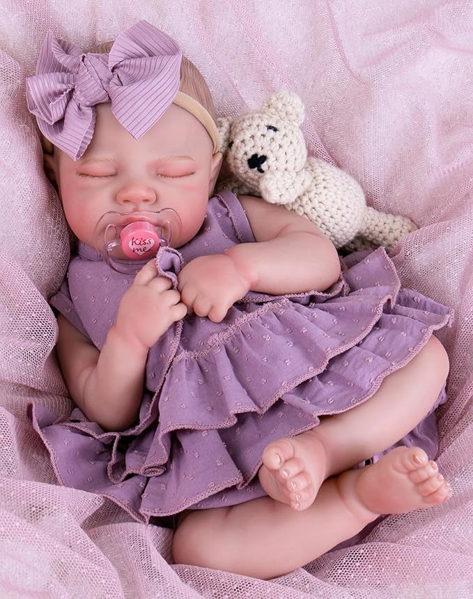 Aori Lifelike Reborn Baby Girl Dolls - Realistic 20-Inch Newborn Doll with Poseable Limbs and Feeding Kit, Weighted Real Life Reborn Baby Doll Gift Set for Seniors, Collectors and Kids 3+