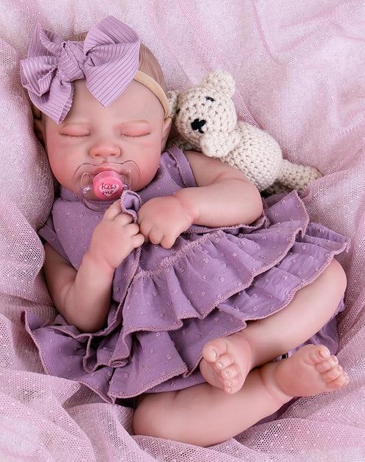 Aori Lifelike Reborn Baby Girl Dolls - Realistic 20-Inch Newborn Doll with Poseable Limbs and Feeding Kit, Weighted Real Life Reborn Baby Doll Gift Set for Seniors, Collectors and Kids 3+