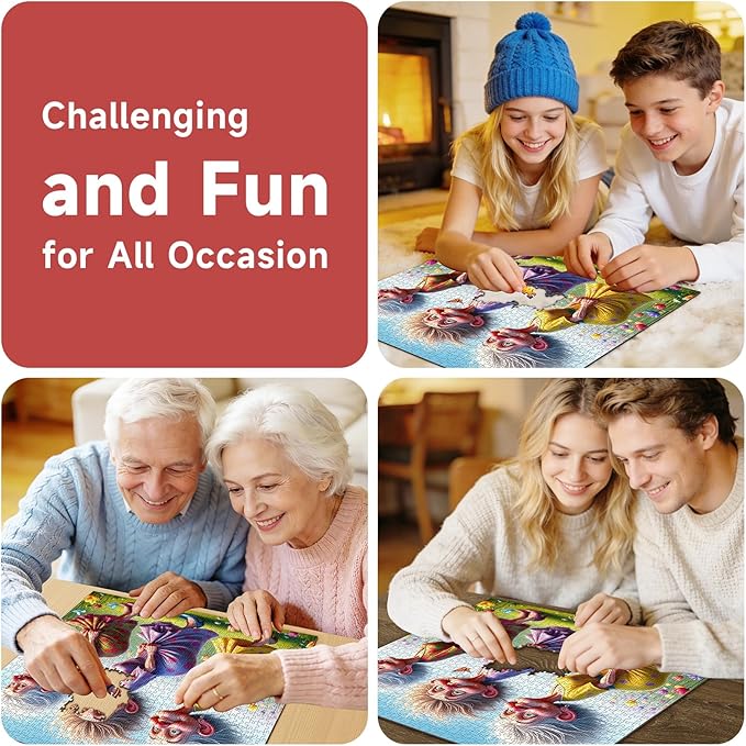 Funny Grandma Squad in Tulip Field 1000 Piece Jigsaw Puzzle for Adults - Whimsical Spring Scene with 1:1 Poster & Lettered Back, Precision-Cut HD Quality, Unique Gift for Grandma & Nature Lovers