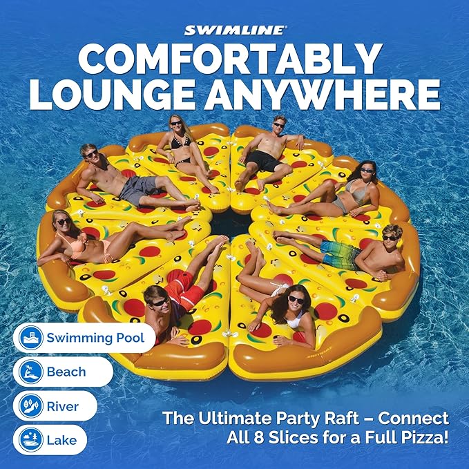 Swimline Inflatable Pizza Slice Pool Float, Multicolor