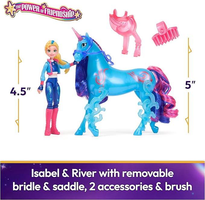 Unicorn Academy, Isabel & River Power of Friendship Set with Translucent Saddle & 2 Power Accessories, Dolls & Unicorn Toys for Girls Ages 4 and up