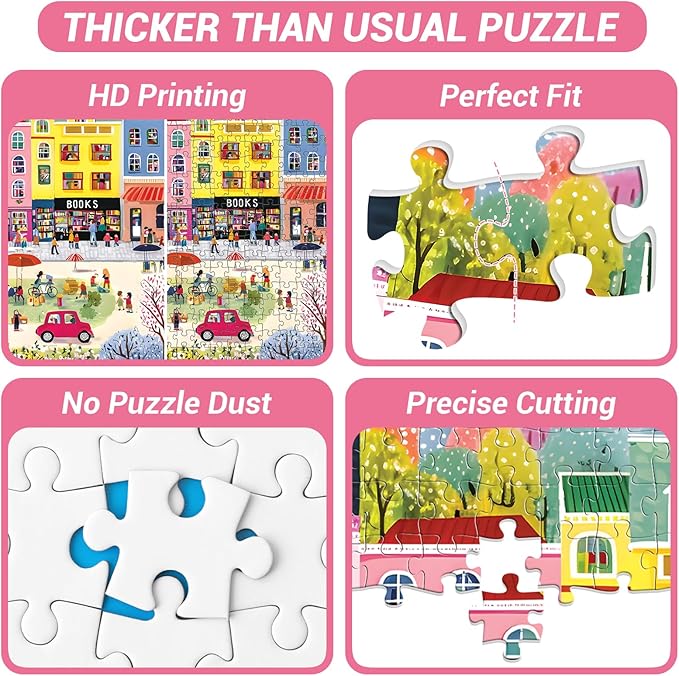 500 Piece Puzzles for Adults, Beautiful Townscape Jigsaw Puzzles, Artwork of A Themed Neighborhood Jigsaw Puzzle, Challenging Puzzles for Friends Family Activity Game Nights Gifts, 20.5×15 in