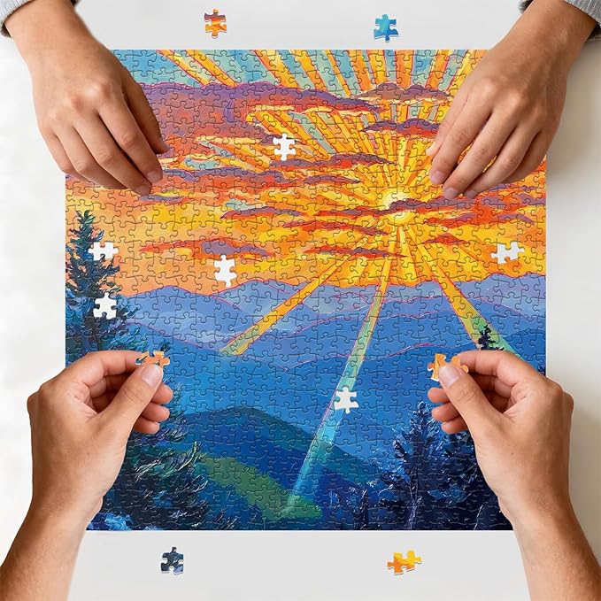 Puzzle for Adults 1024 Pieces, Bold Sunset Mountain Scene Puzzle, Challening Impossible Difficult Hard Fun 1024 Pieces Jigsaw Puzzles for Adults