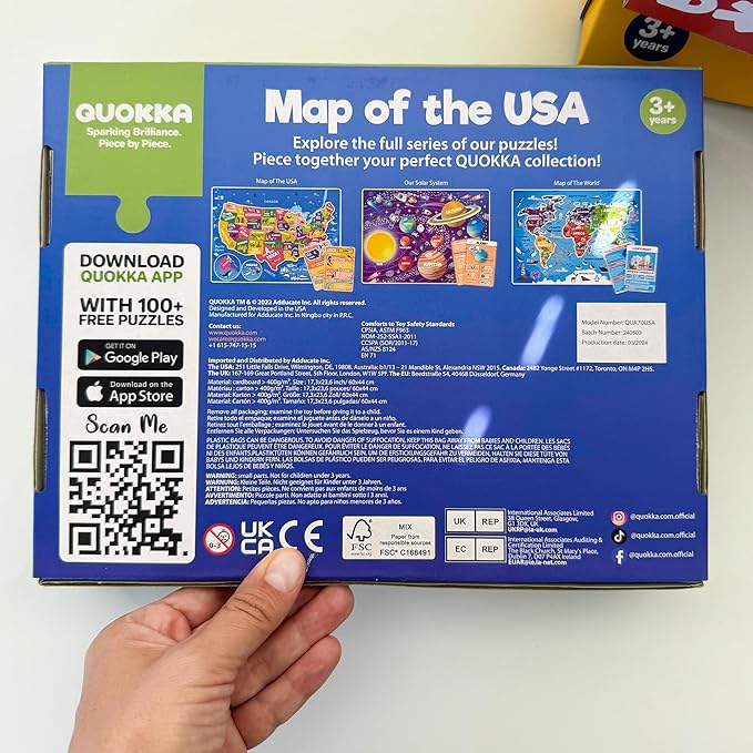 United States Puzzles for Kids Ages 4-6 - 70 Pcs USA Map Kids Puzzle with 50 Cards 400+ USA Facts - State & Capitals Floor Jigsaw Puzzles for Children 6-8 - Educational Toys Gift for Boys Girls