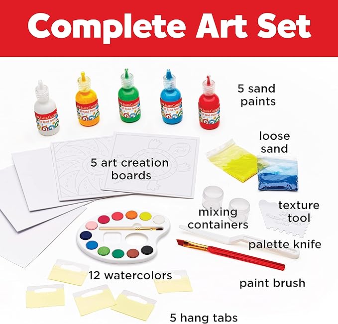 Faber-Castell 3D Sand Painting Kit for Kids: Create 5 Sand Art Pictures, DIY Arts and Crafts for Kids, Art Projects and Gifts for Girls and Boys (Ages 6+)