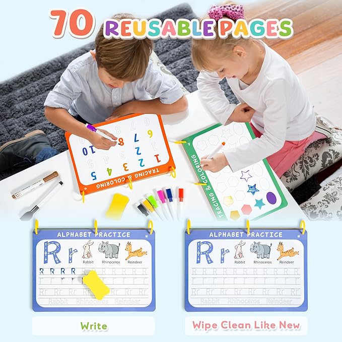 Fabeto Preschool Learning Activities Educational Workbook: Prek Handwriting Practice Tracing Busy Book - Toddlers Educational Toys - Autism Learning Materials | Montessori Games for Kids Age 3 4 5