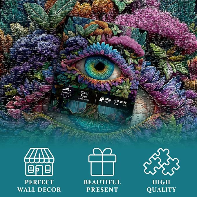 Impossible Puzzle for Adults 1000 Pieces, Fantasy Eye Nature Jigsaw Puzzle Plant Forest, Vintage Puzzles Challenge for Adults