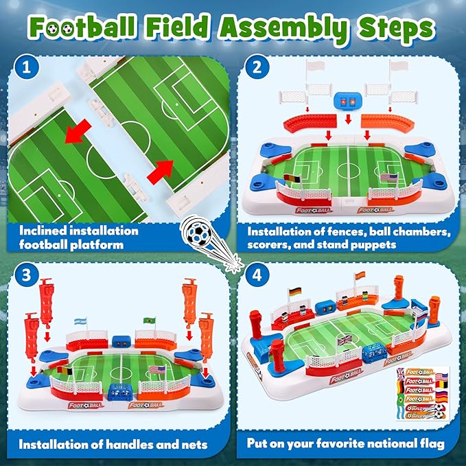 Soccer Board Game for Kids: Mini Foosball Table Game with Figures- Interactive Soccer Gifts Toys for 3 4 5 6 7 8-12 Year Old Boys Indoor Family Party,Perfect Christmas Birthday Gifts for Kids Age 4-10