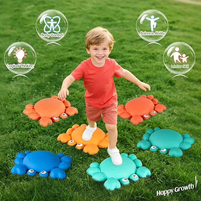 TOPNEW Stepping Stones for Kids, Non-Slip Balance Stepping Stones for Promoting Children's Coordination Skills, Toddler Stepping Stones Obstacle Course for Kids Age 3 4 5 6 7+
