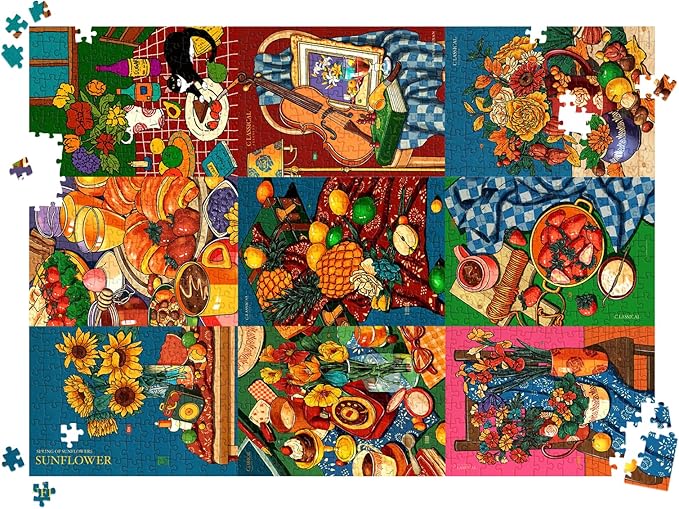 HUADADA Puzzles for Adults 1000 Pieces, 3x3 Grid Illustration Challenge Puzzle, Original llustration 1000 piece Puzzle for Adults ‌Family Interactive Game Gift