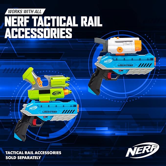 NERF Laser Strike 4 Player Laser Tag Game Pack Complete with 4 300ft Range Blasters & 4 Holsters - Indoor or Outdoor Play Arcade Games, Toys for Kids & Family