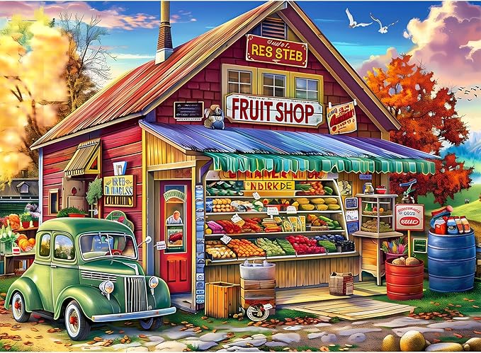 500 Pieces Puzzle for Adults, Country Store Puzzles, Landscape Jigsaw Puzzles, Creative Play Holiday Party Gifts, Fun and Challenging Family Game for Adults Seniors, 20.5x15 in