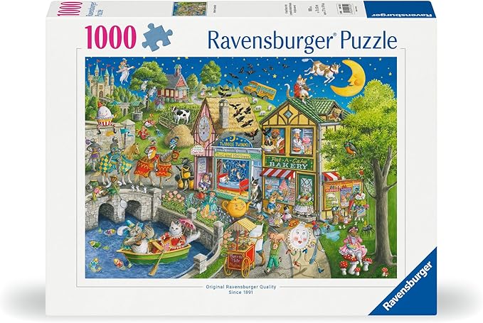 Ravensburger Mother Gooseville 1000Piece Jigsaw Puzzle | Premium Linen-Structured Paper | Enchanting Nursery Rhyme Scenes by Ingrid Slyder | Eco-Conscious Construction