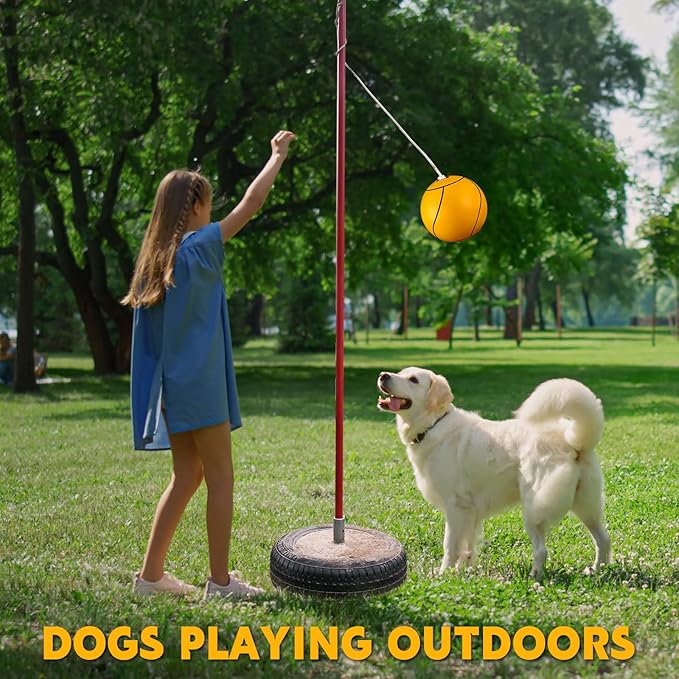 Shappy Tetherball Soft Tether Balls and Rope Set Game Replacement Tetherball Set Rubber Tether Ball Equipment for Kids Adults Indoor Outdoor Playground Yard Backyard Play