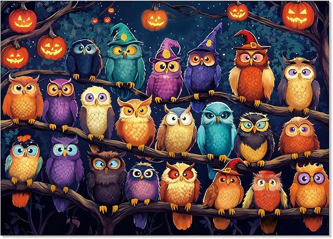 Halloween Owls Family Puzzles - Puzzles for Adults 1000 Piece - Challenging Puzzle Perfect for Game Nights Family Decoration Puzzle