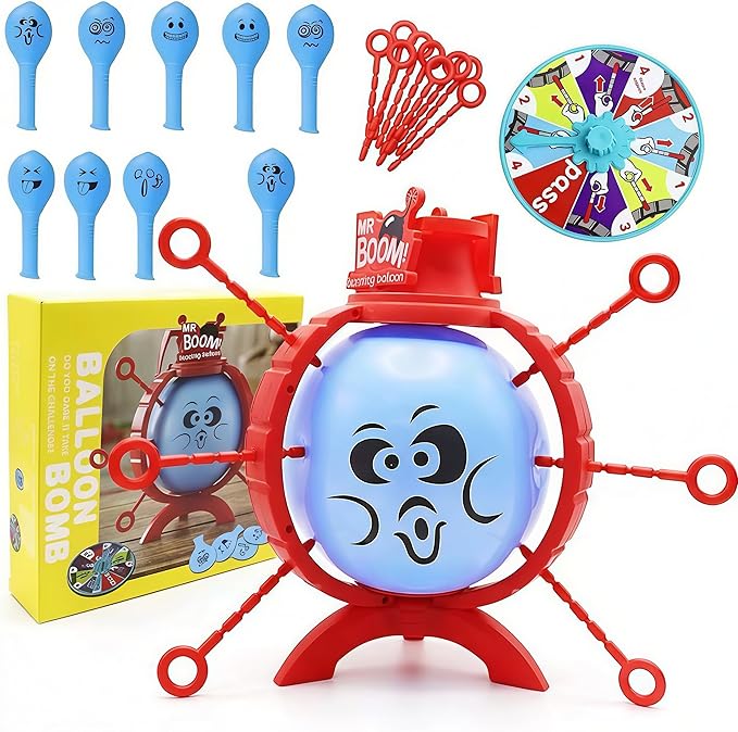 AALFA Balloon Pop Challenge – Suspenseful Party Game with Spinner, 9 Sticks & 10 Funny Balloons – Hilarious Prank & Gag Gift for Teens, Adults, Office Breaks & Social Events