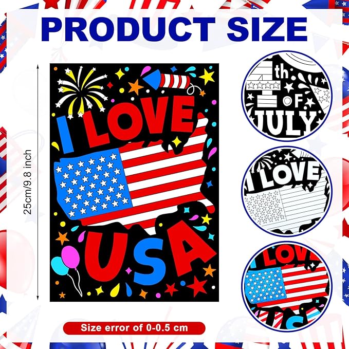 Zhanmai 30 Pcs 4th of July Coloring Posters Patriotic DIY Red White and Blue Independence Day Crafts Bulk Color Your Own Star Posters Crafts for Veterans Day Party Home Activities