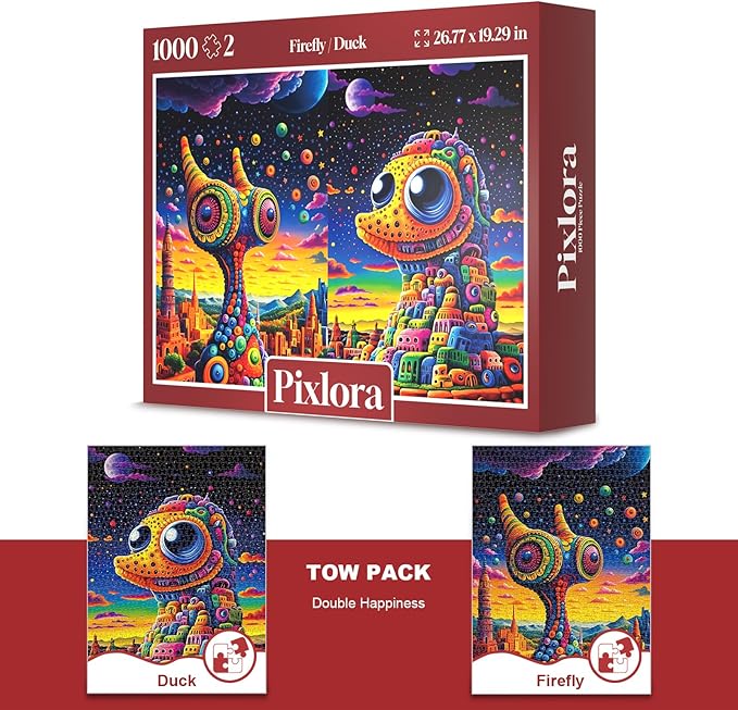 Jigsaw Puzzles 1000 Pieces for Adults, 2 Pack 1000 piece Puzzle for Adults, Fantasy Puzzles, Duck and Firefly Design, Challenging Puzzles for Game Night