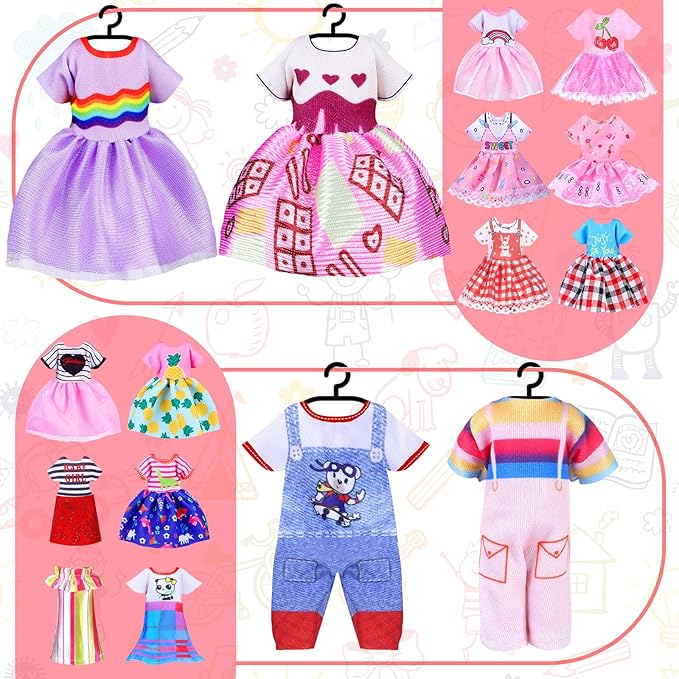 Hungdao 16 Pcs Girl Boy Doll Clothes Lovely Outfits Mini Doll Clothes 6 Inch Dolls Accessories for Kids Birthday Outfit(Beautiful Girls)