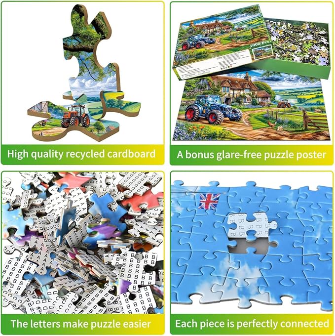 Jigsaw Puzzles for Adults 1000 Piece Puzzle for Adults 1000 Pieces Puzzle 1000 Pieces-Country Farmhouse & Tractors