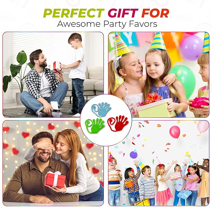 Jumbo Giant Sticky Hands, 13-in Total Length (2 Pack Assorted) Mega Large Fun Stretchy Silly String Toy for Kid Adult, Stress Anxiety ADHD Relief, Party Favors, Birthday Gift, Classroom Prizes