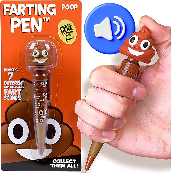 Farting Poop Pen with 7 Funny Fart Sounds - Easter Basket Stuffers for Teens & Kids, Silly Novelty Gag Gift for Boys & Girls, Easter Toys Essentials, Great for Birthdays, Funny Gift (Classic)