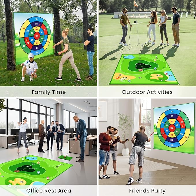 Battle Golf Game Chipping Practice Mat, Perfect for Chipping and Swing Training, Backyard Games Golf Hitting Mat, Ideal for Golf Parties and Fun Activities